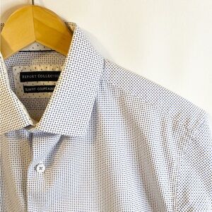Report Collection Men’s Slim Fit Shirt | Blue Geometric | 15.5 34/35
